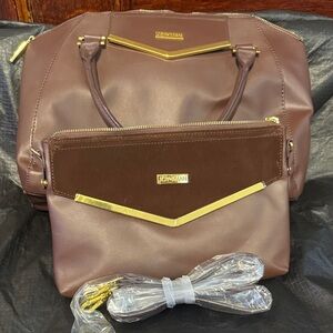Joy Mangano Elegant Brown Shoulder Bag Set